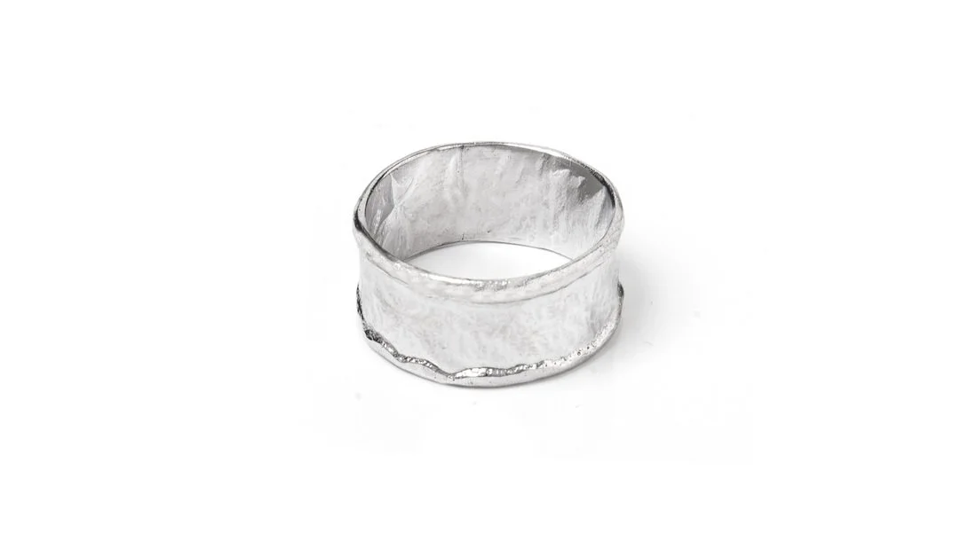 Straight Band Reticulated Sterling Silver