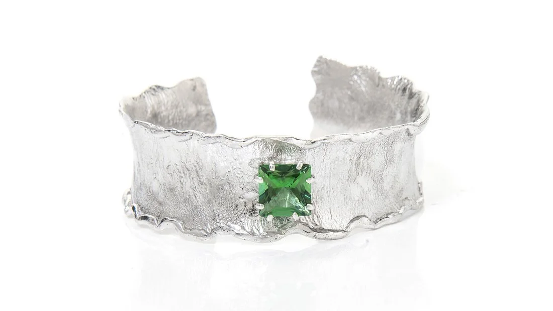 Ruffle Cuff Sterling Silver, Rainforest Topaz (no longer available)