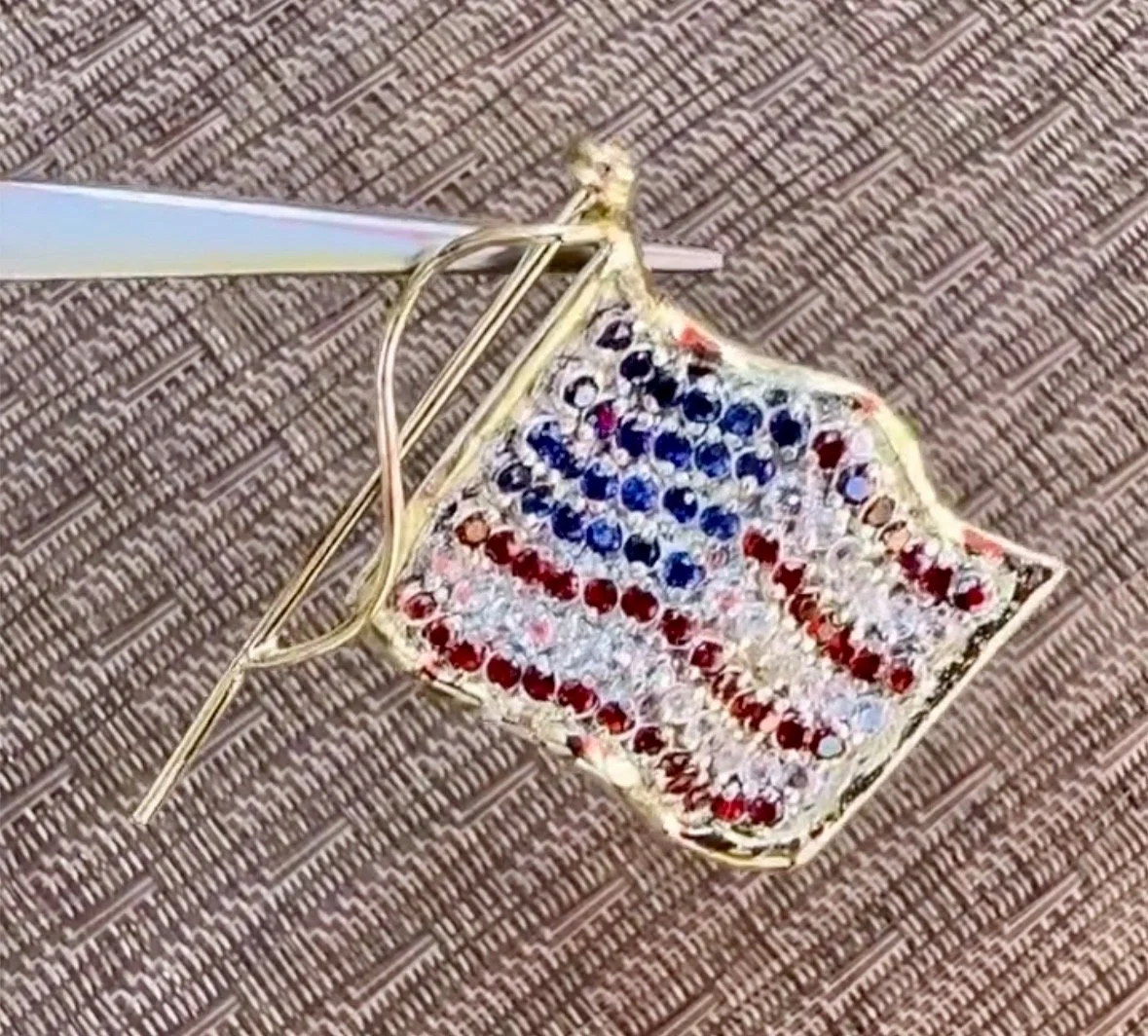 Marylin's Flag Sterling Silver, 14k Gold, Sapphires