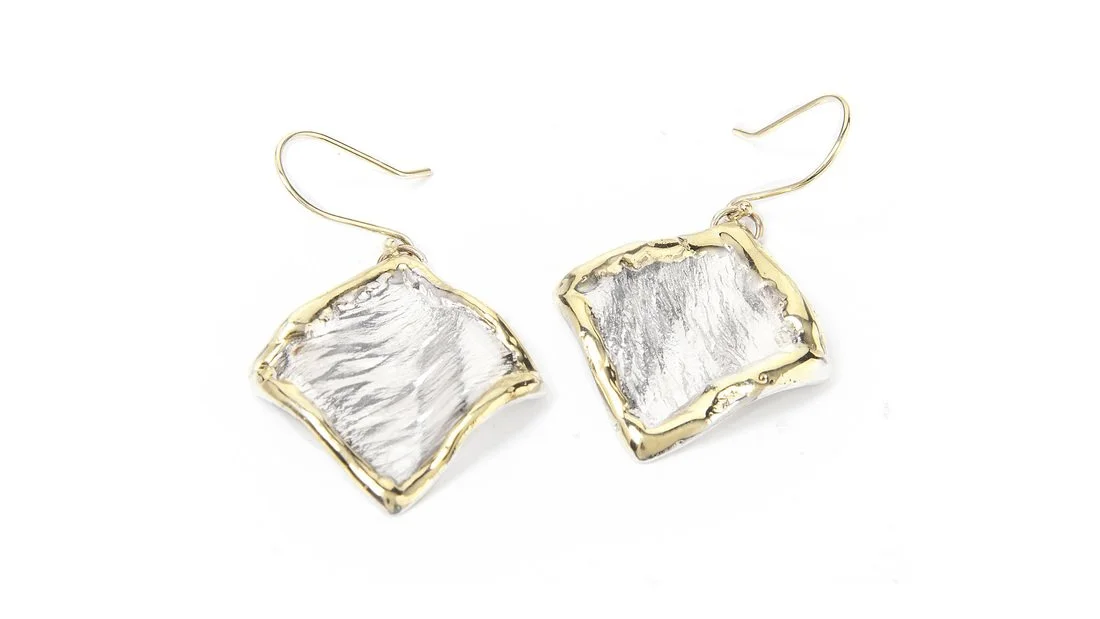 Diamond Dangles Sterling Silver, 14k Gold