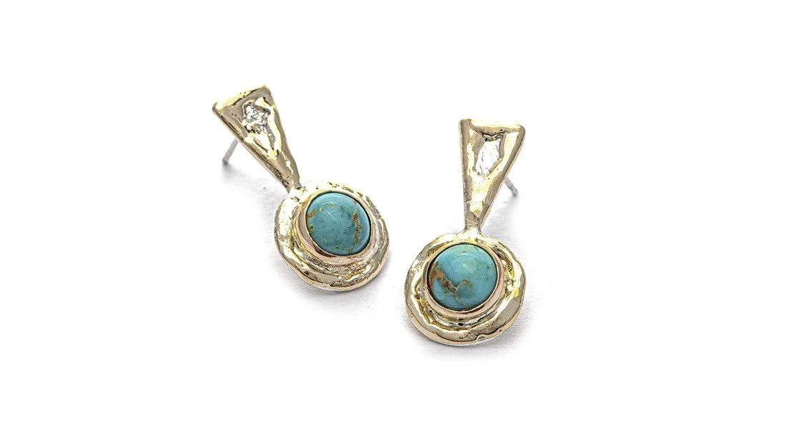 T-Drop Earrings Sterling Silver, 14k Gold, Turquoise
