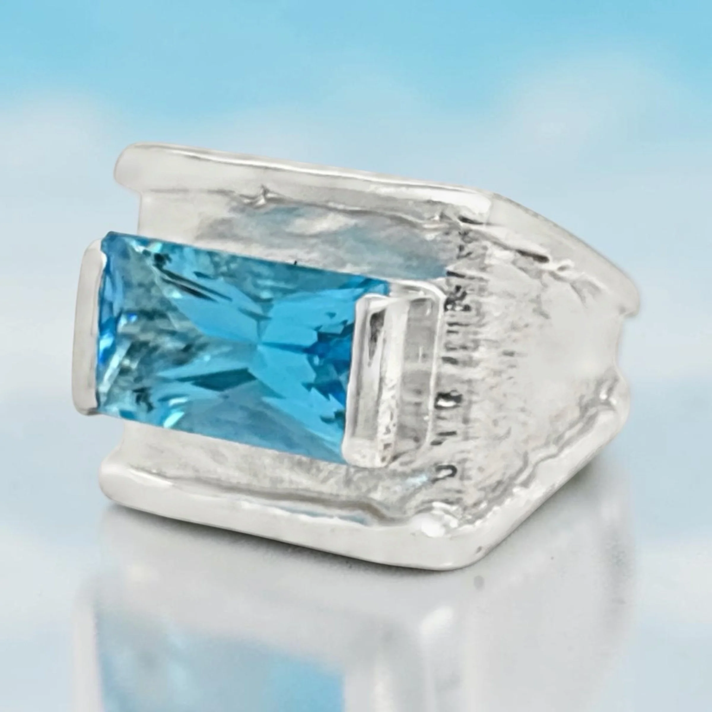Summer Sky Square Sterling Silver, Blue Topaz