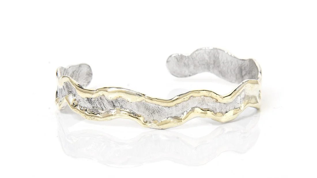 Skinny Wavy Cuff Sterling Silver, 14k Gold