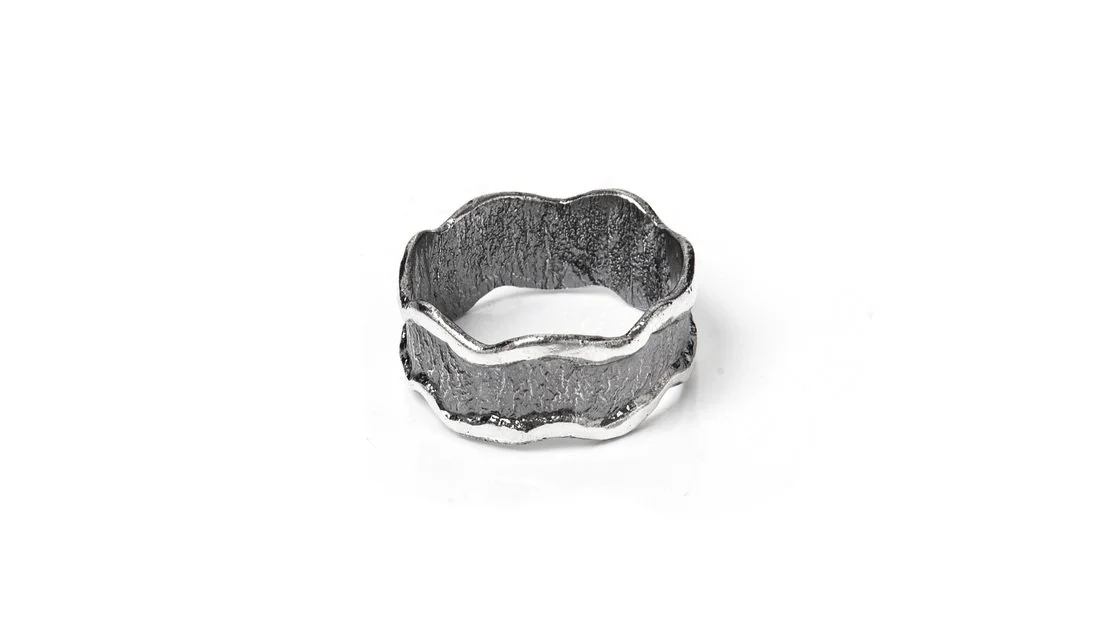 "Wavy Dude" Sterling Silver, Black Rhodium