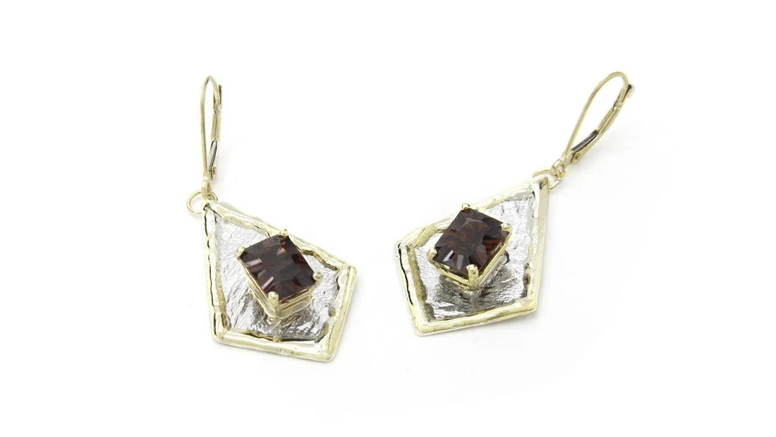 Elongated Diamond Sterling Silver, 14k Gold, Garnet