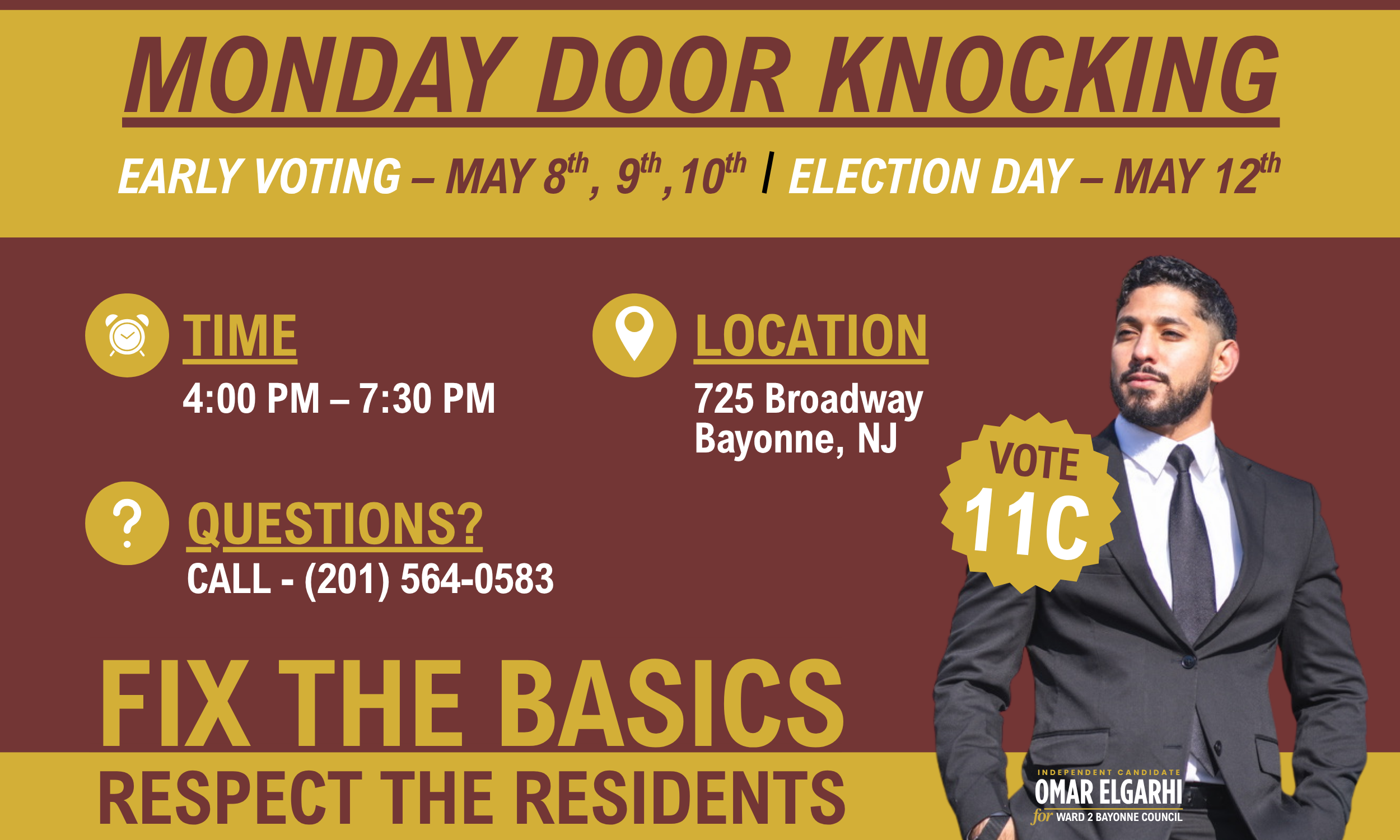 Monday, April 13th - Door-Knocking