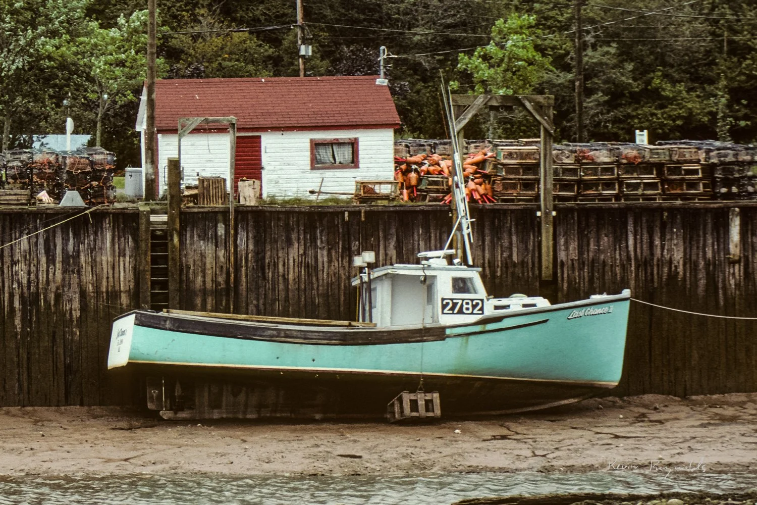 Grounded fishing boat in the Bay of Fundy, NB