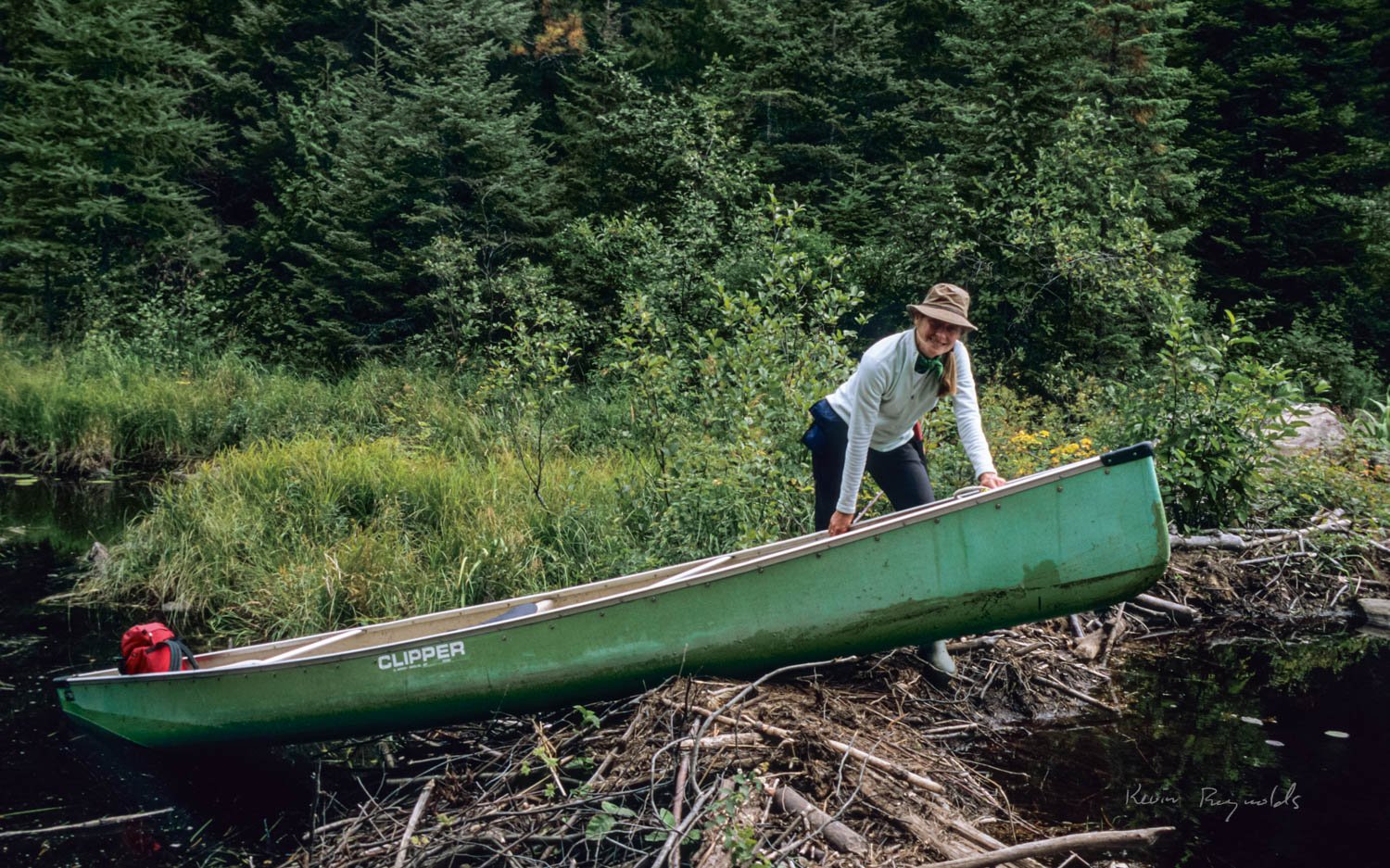 Pulling over a beaver dam in La Verendrye