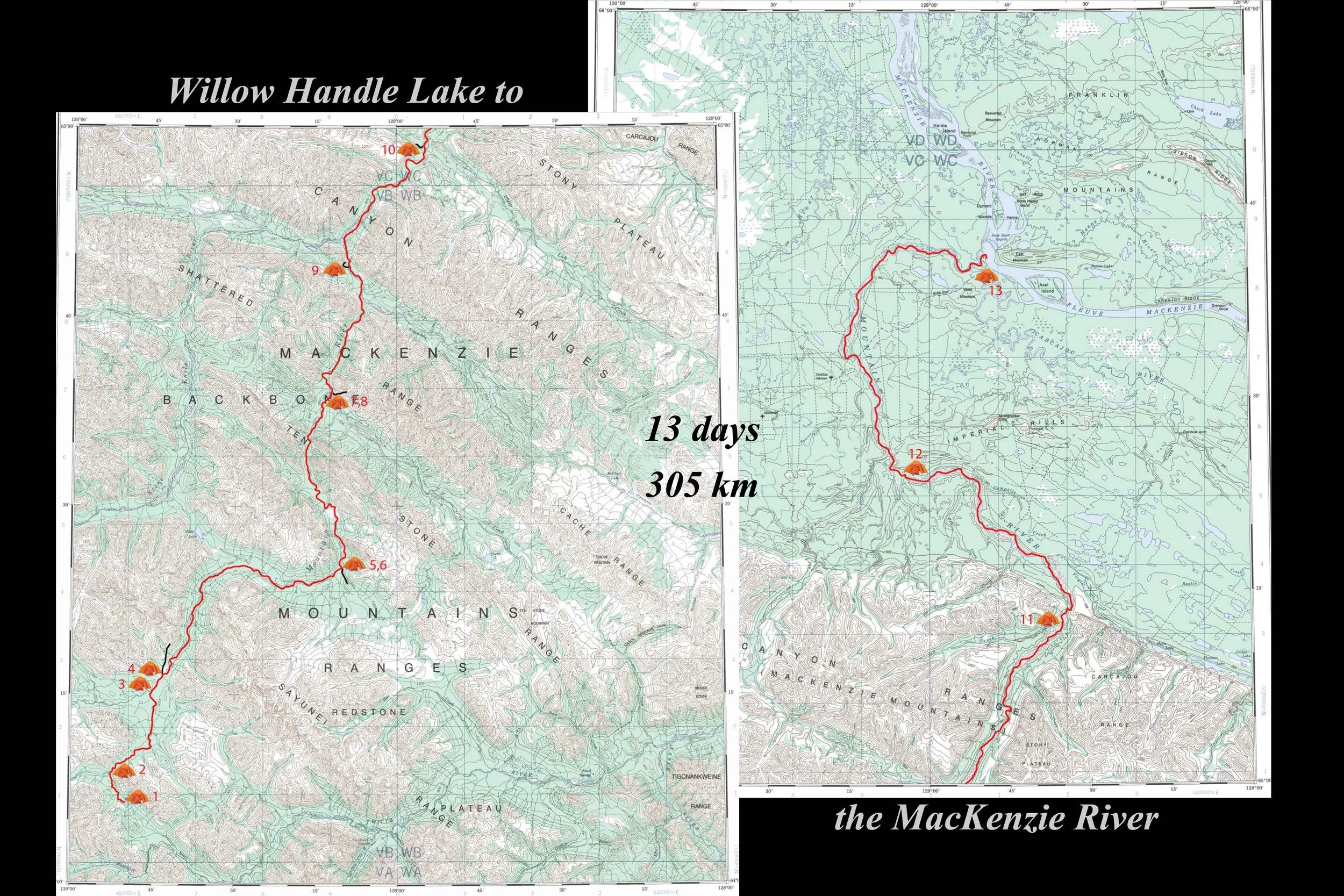 Our Mountain River trip map