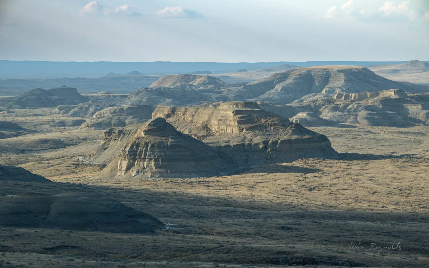 Badland hoodoos and mesas in the Rock Creek Valley