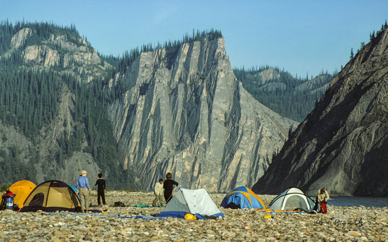 Camping above a Mountain River canyon