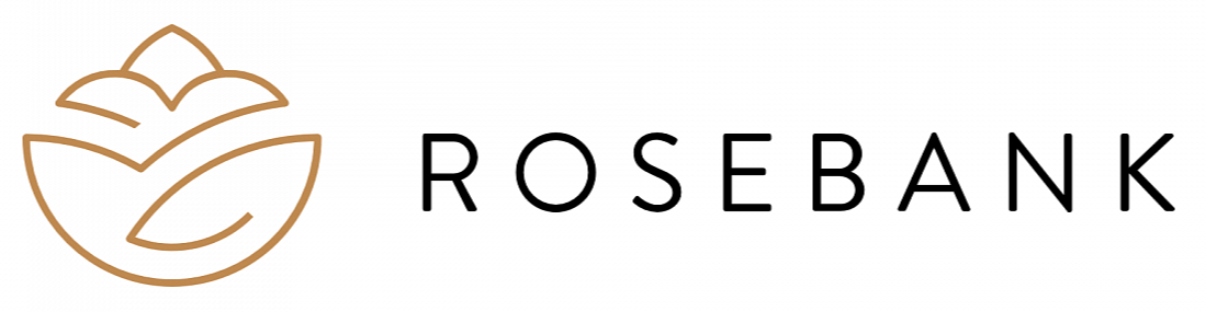 Logo of Rosebank featuring a stylized lotus flower and the word 'ROSEBANK' in black text.