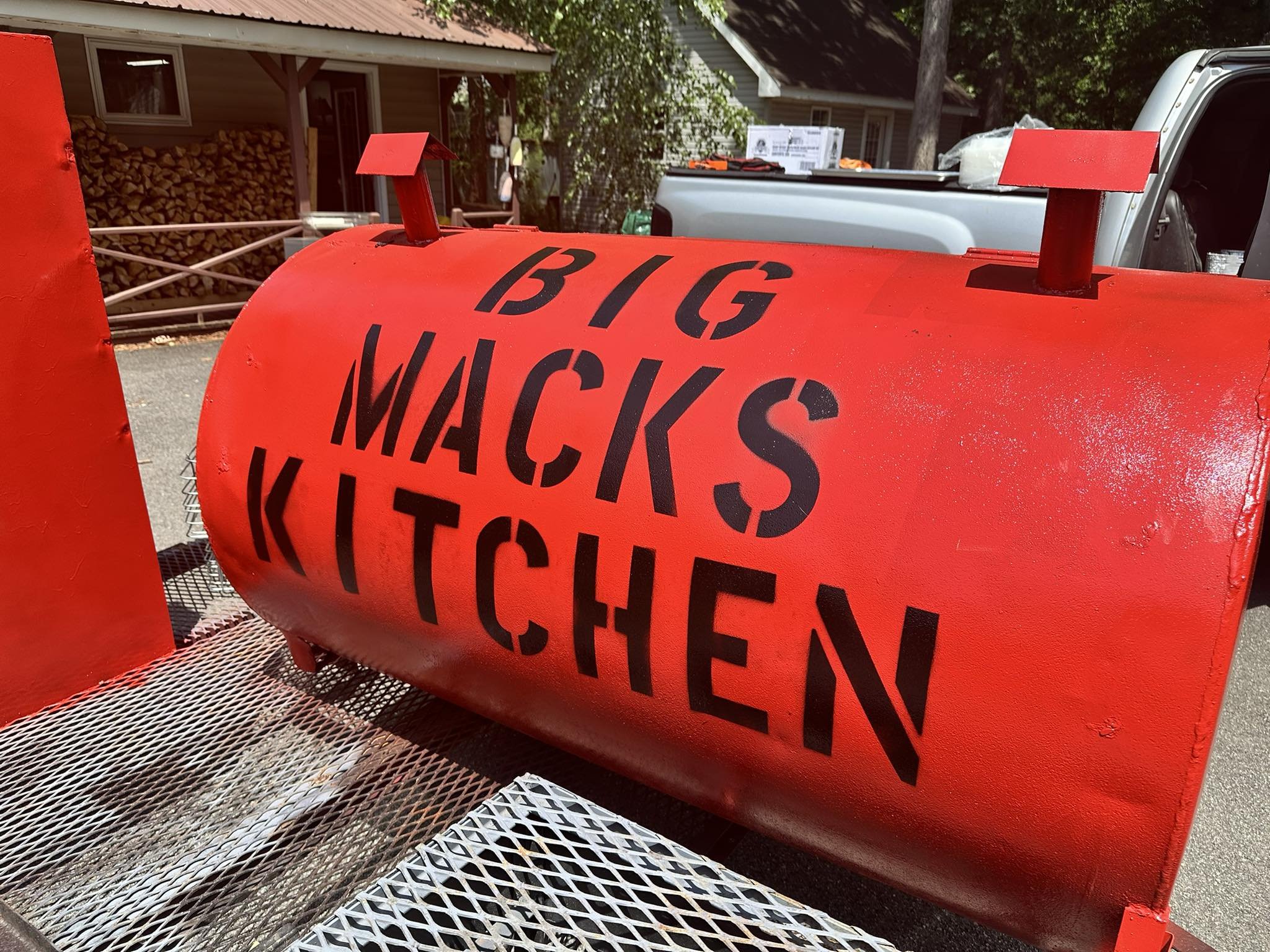 Photo of Big Mack's Kitchen smoker used to cook on-site