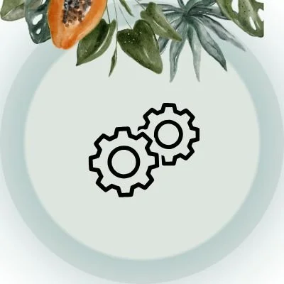 Icon für das Zusammenspiel von Design und Funktion mit zwei Zahnrädern