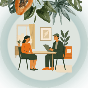 Illustration einer persönlichen Beratung zur individuellen Innenraumgestaltung in Wien