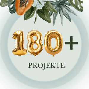 Goldene Zahl 180 plus als Symbol für über 180 umgesetzte Innenraumprojekte