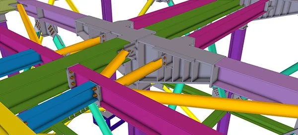 Colorful roller coaster tracks with purple, green, blue, yellow, and gray sections.