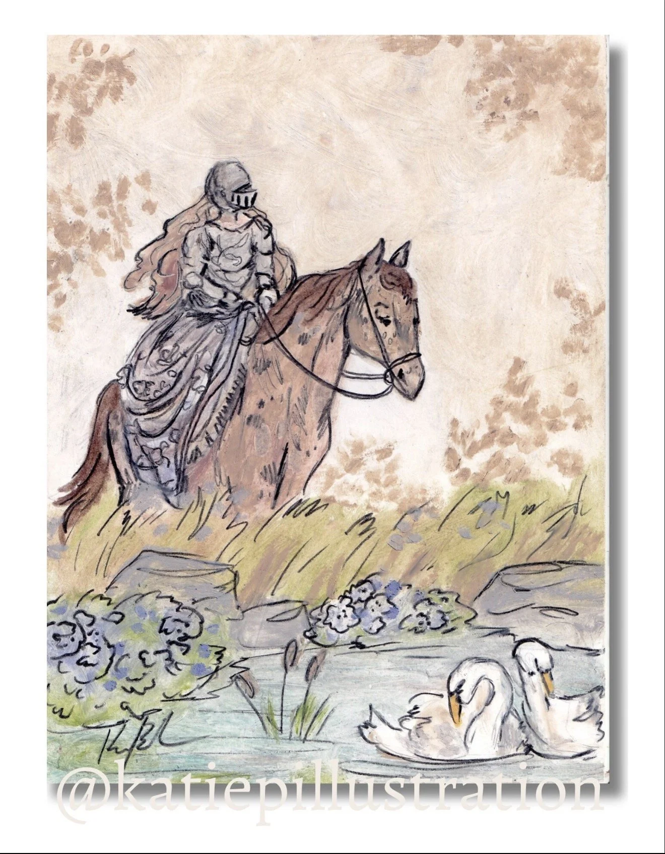 Lady Knight & Horse Art Print