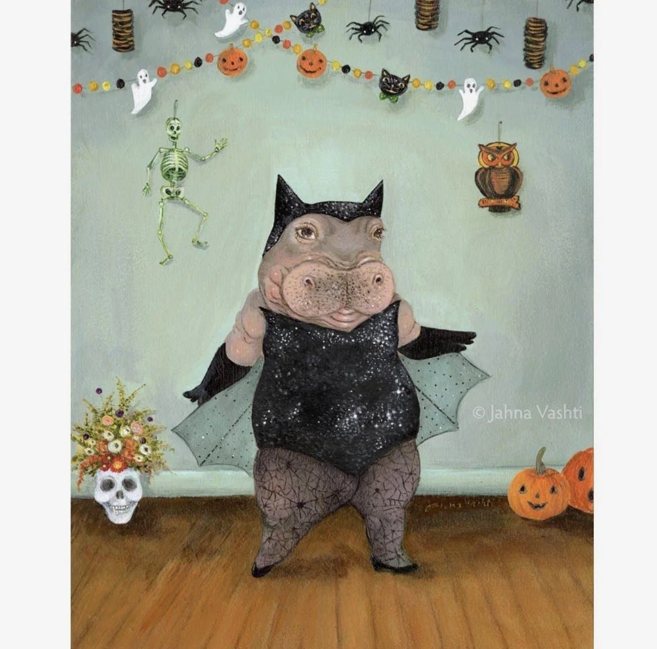 “Delores Hosts Halloween” Art Print