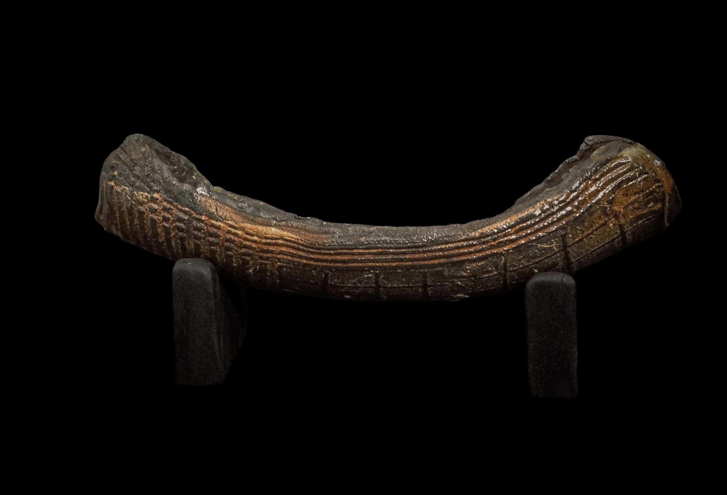 BOAT - Wood-fired Shino glazed bespoke piece with shou sugi ban oak wood double plinth.