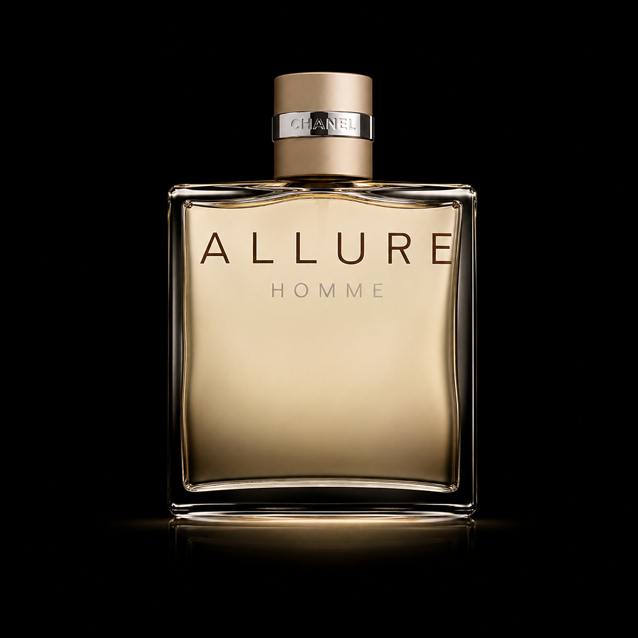 Flacon de parfum Chanel Allure Homme avec un fond noir