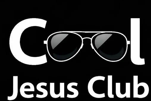 A black background with the word 'Cool' where the letter 'o' is replaced by sunglasses, and the phrase 'Jesus Club' written below.