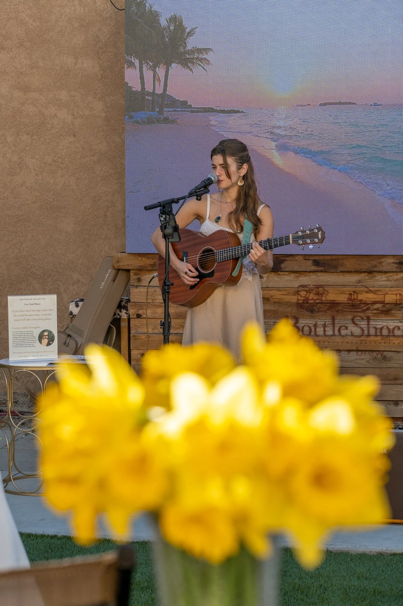 Camryn Adele Portagallo performing live music at Wayfinding Collective Soul Fair in Bakersfield