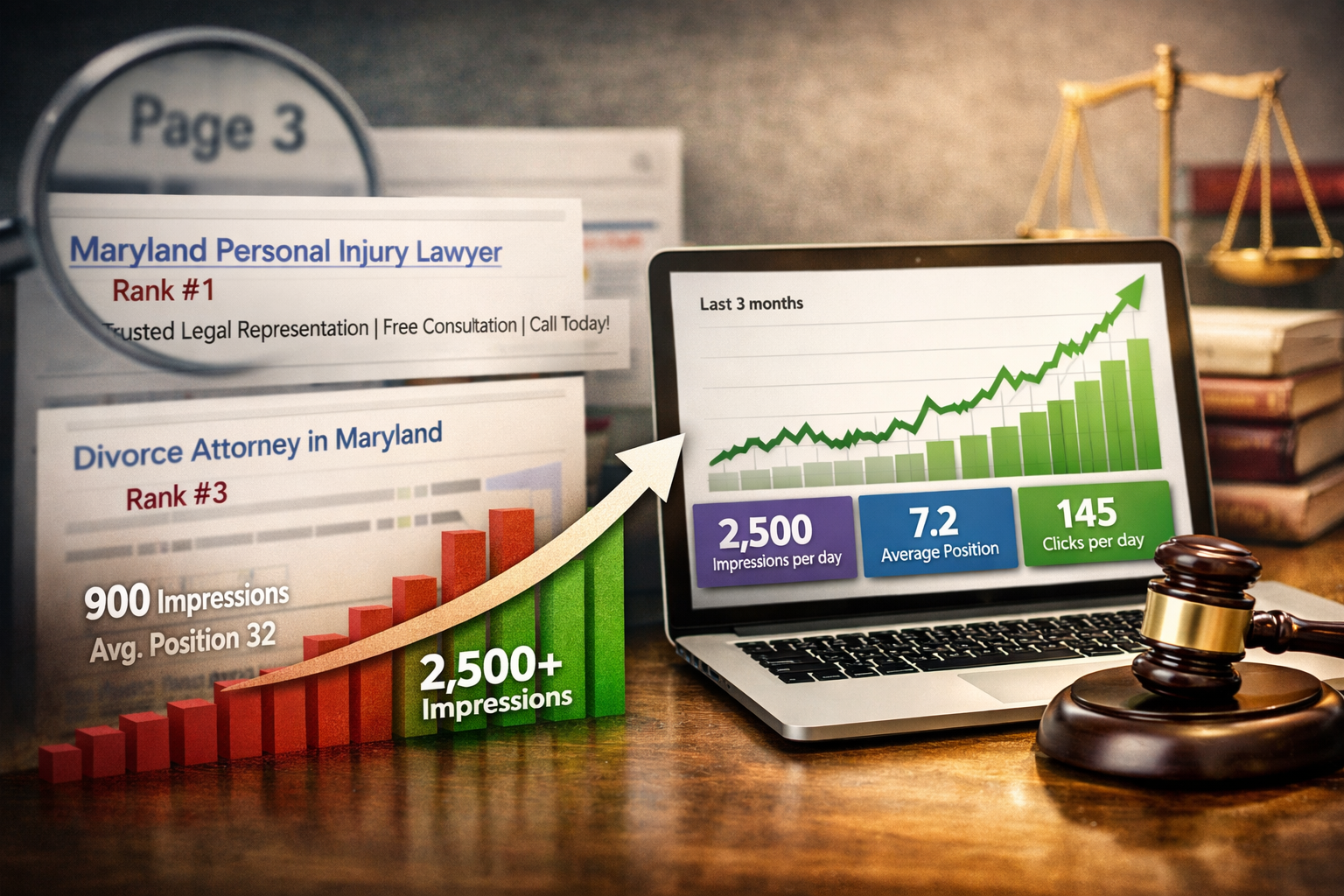 From Page 3 to Page 1: What 90 Days of SEO Data Reveals About a Maryland Law Firm's Investment