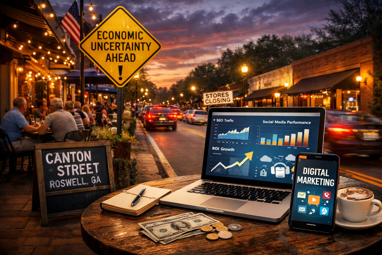 Economic Uncertainty Is Here — Why Roswell Small Businesses Should Double Down on Digital Marketing (Not Cut It)