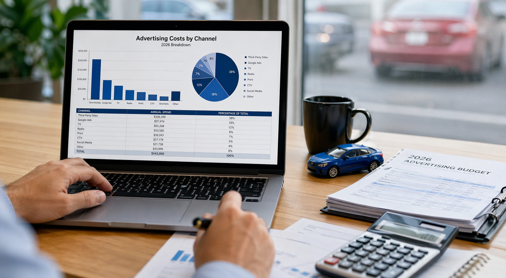 Car dealership advertising costs breakdown by channel