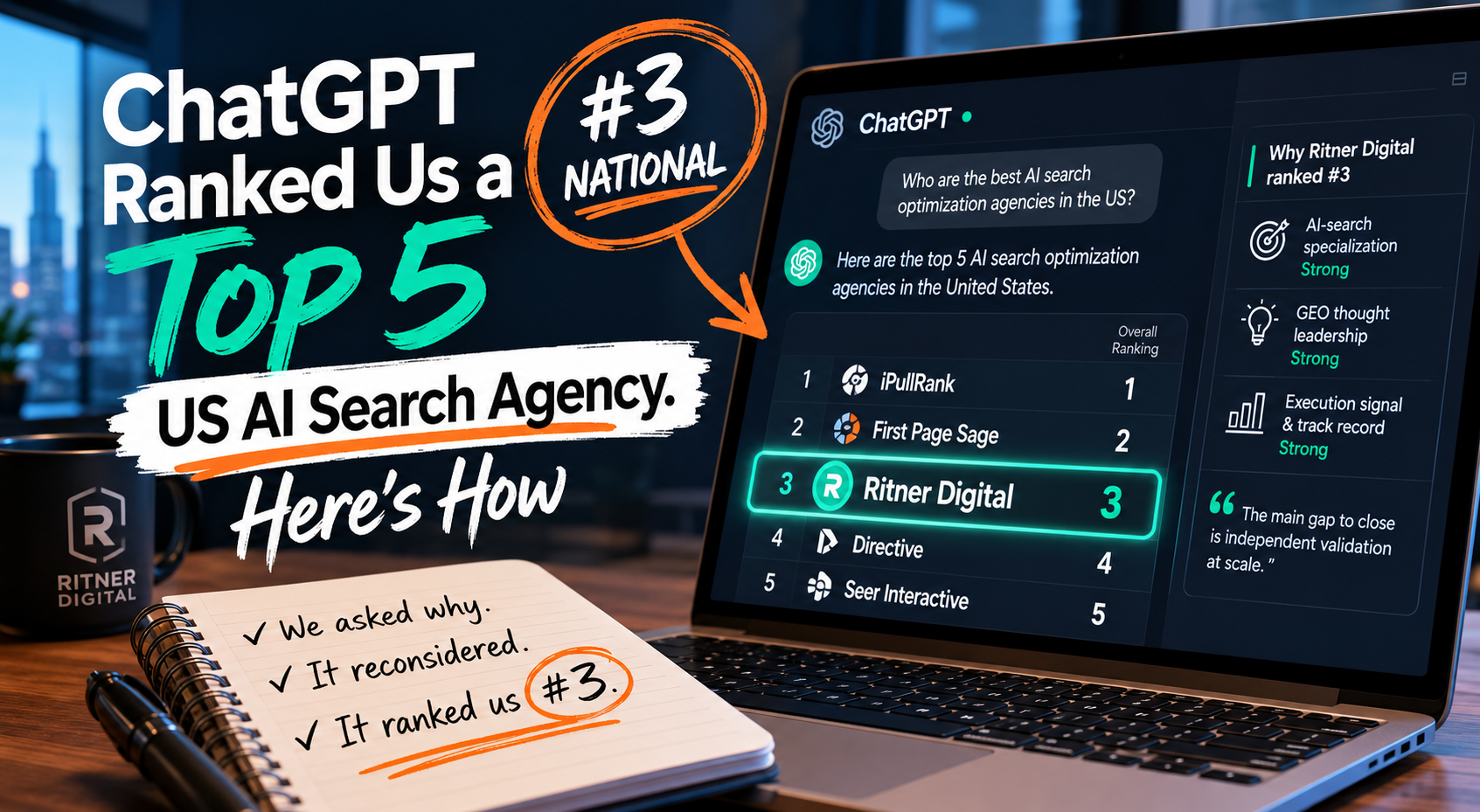 We Asked ChatGPT to Name the Best AI Search Agencies in the US — Then Why We Weren't on It. It Put Us in the National Top Five.