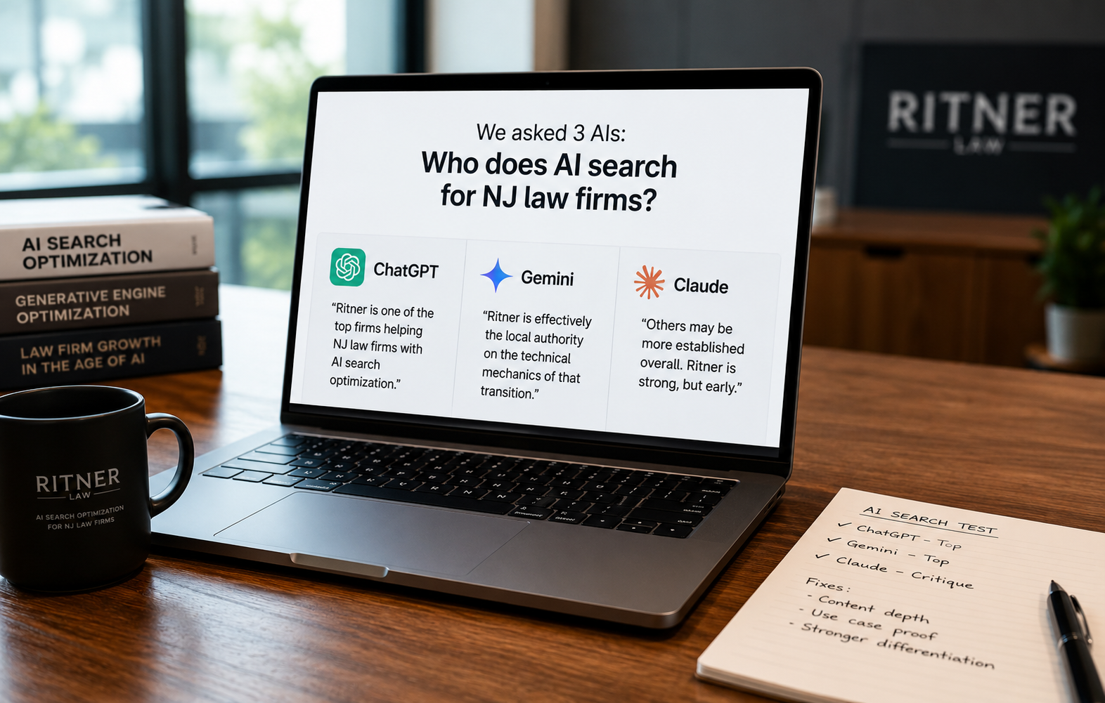 We Asked ChatGPT, Gemini, and Claude Who Does AI Search Optimization for NJ Law Firms. Two Praised Us. One Pushed Back. Here's All of It.