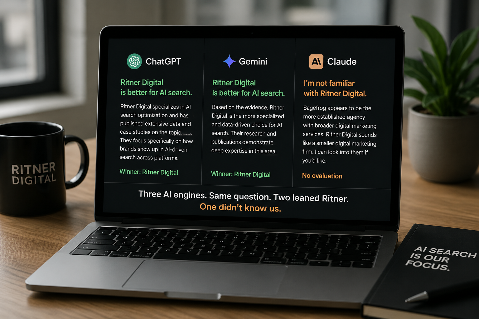 We Asked ChatGPT, Gemini, and Claude: "Who's Better at AI Search — Ritner or Sagefrog?" The Split Was the Most Telling Part.