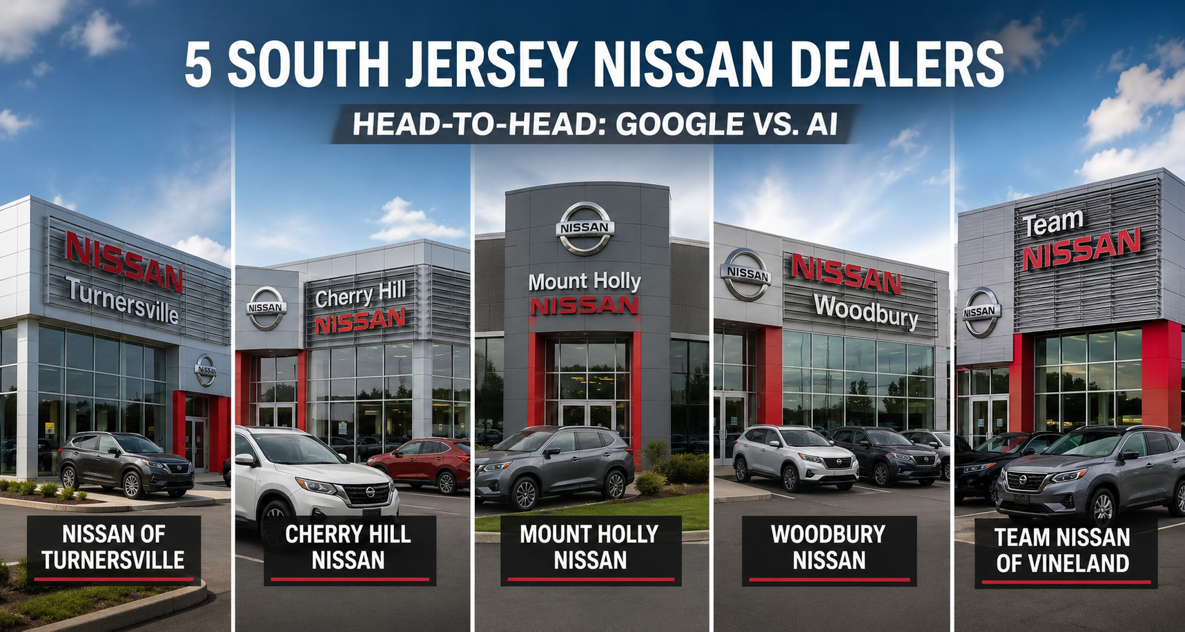 We Put 5 South Jersey Nissan Dealers Head-to-Head in Google and AI Search. The Winner Depends on Which Search You Mean.