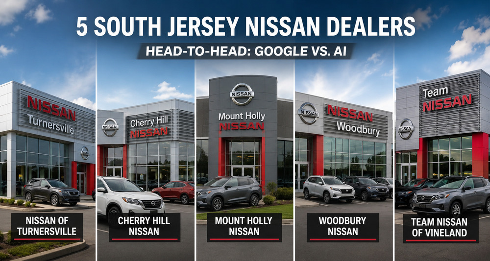 Five South Jersey Nissan dealers compared in Google and AI search