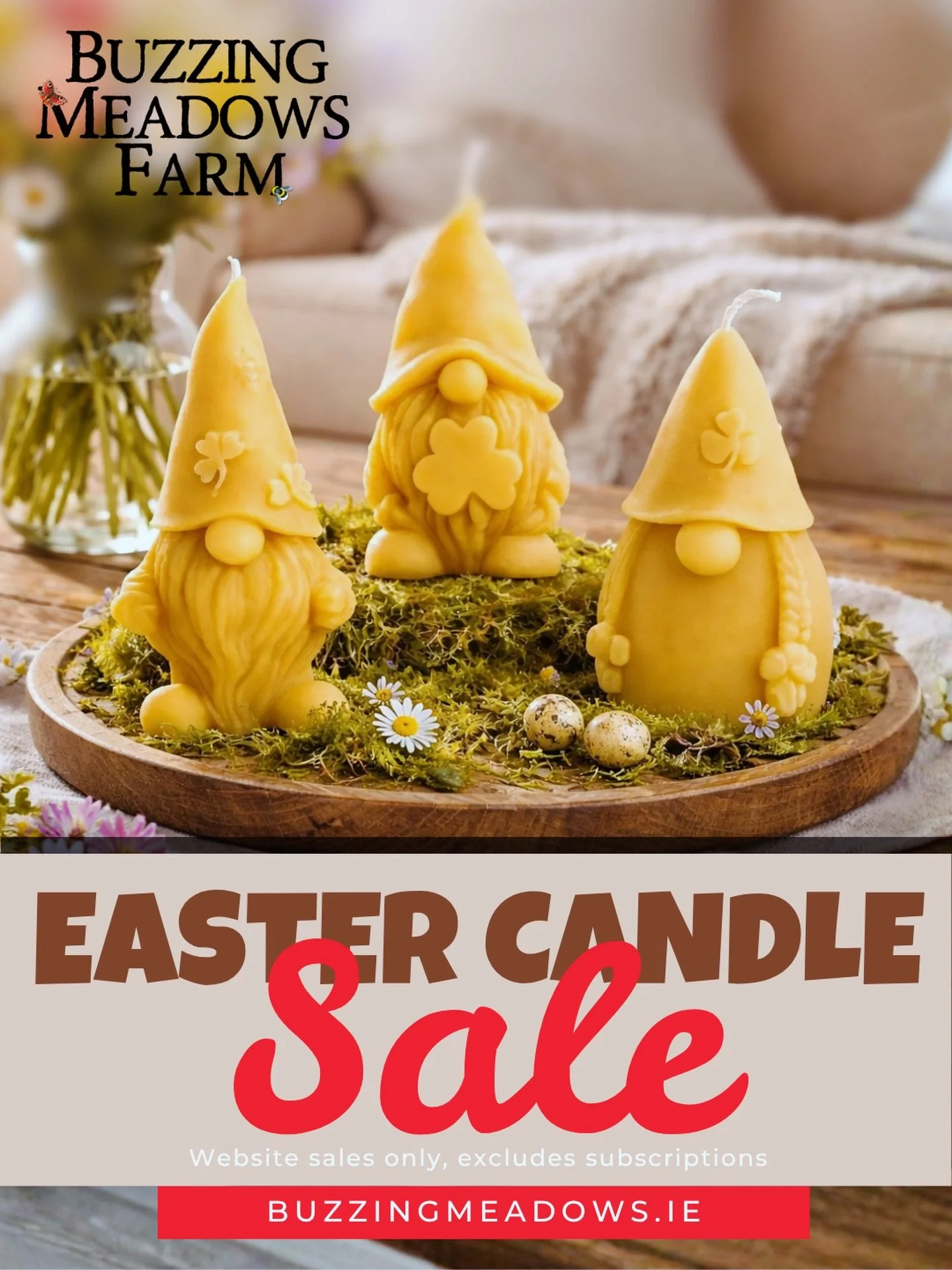 A little Easter magic, straight from the hive. Our handcrafted beeswax Easter candles are now on special offer &ndash; online only. Made with pure Irish beeswax, bringing a soft, natural glow to your home this spring.

Shop now: buzzingmeadows.ie

#b