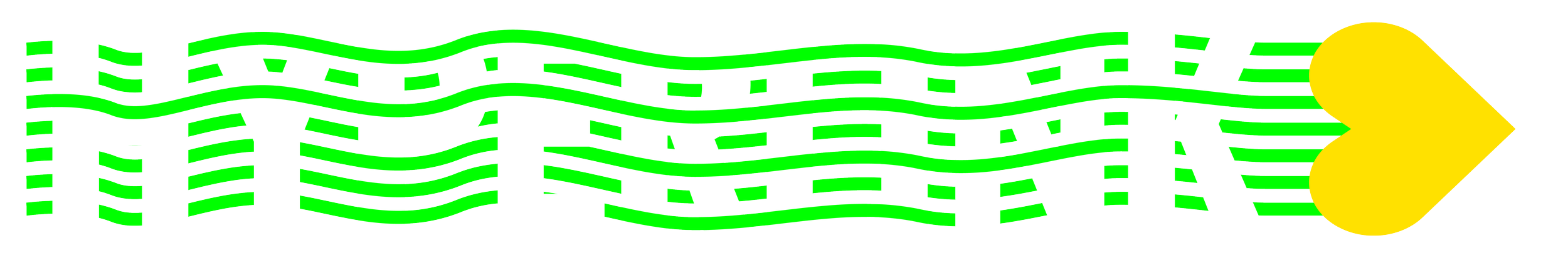 Unofficial logo for an animation called HYPERLINK with stylized white text and a yellow heart pointing right, with green wavy lines running through the text.