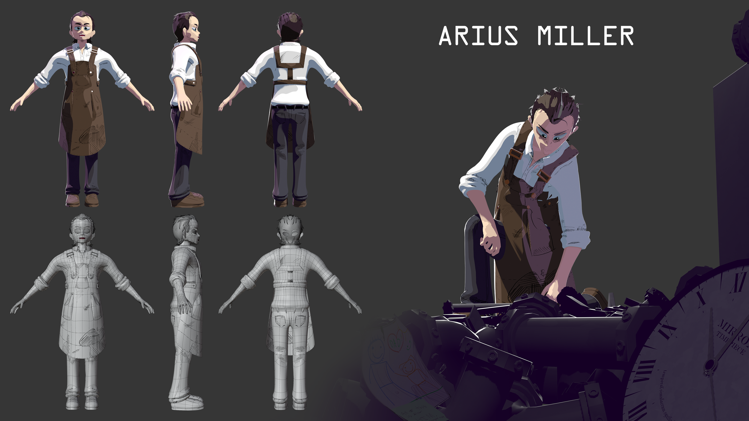 Character sheet for a character named Arius Miller.