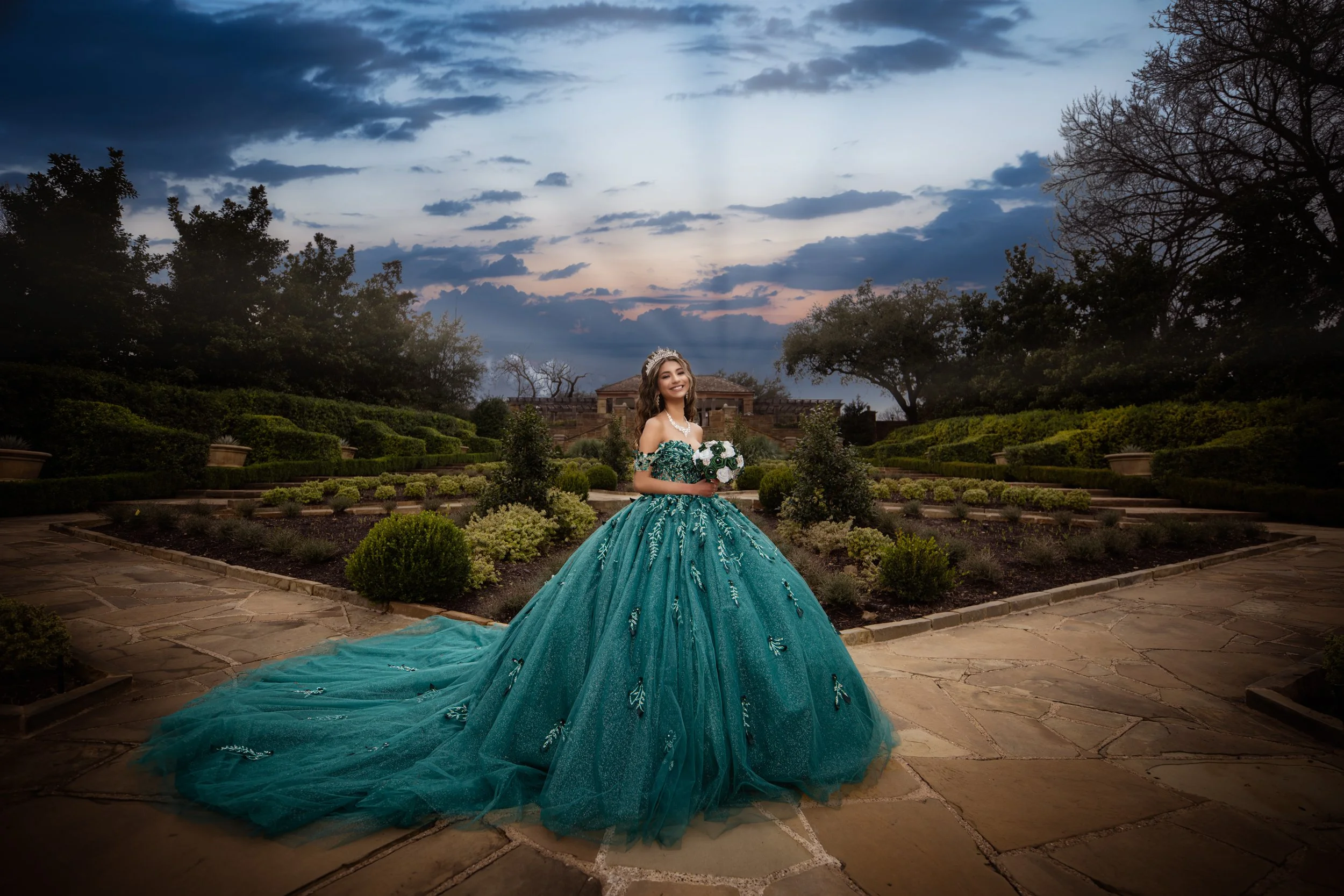 Luxury Quinceañera Portrait at Sunset in Austin Texas