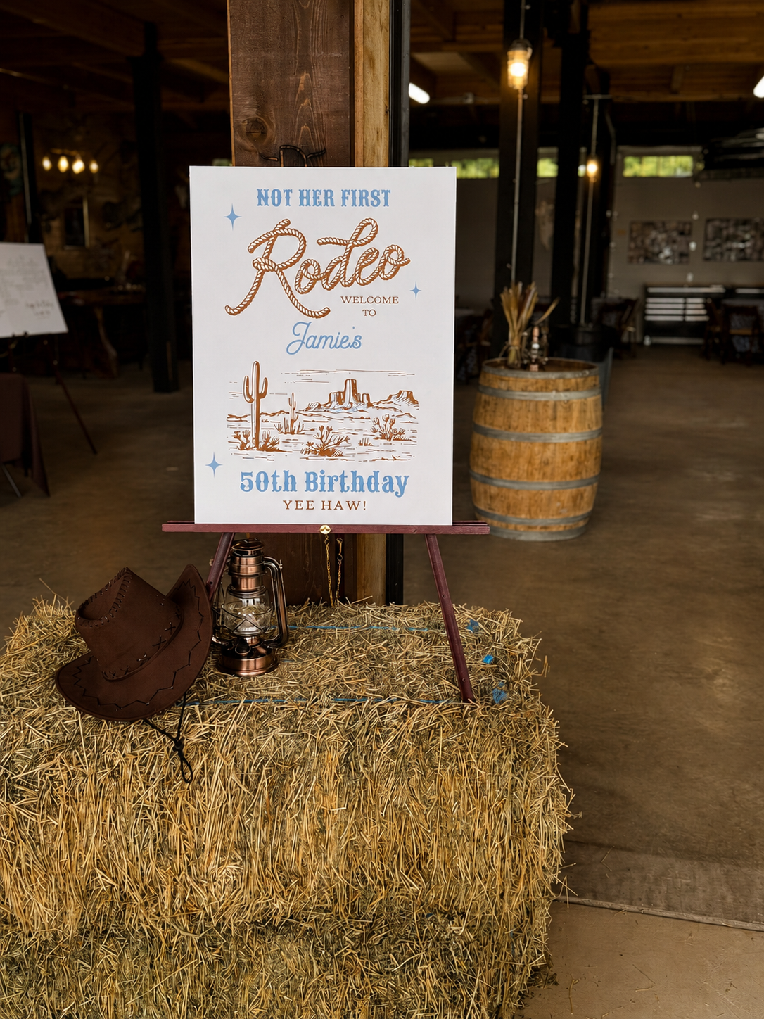 Rodeo welcome sign with country decor