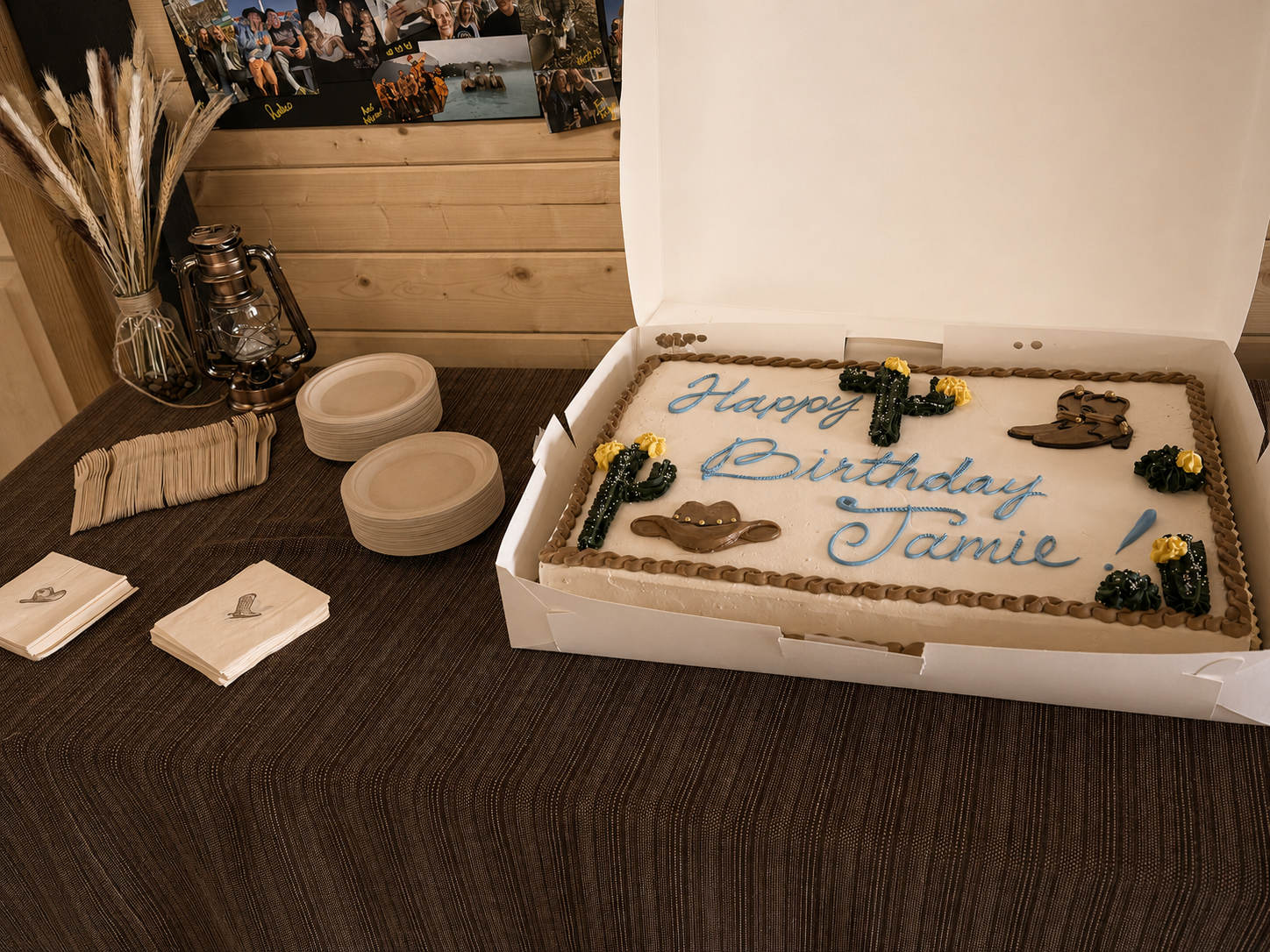 Western themed birthday cake and decor