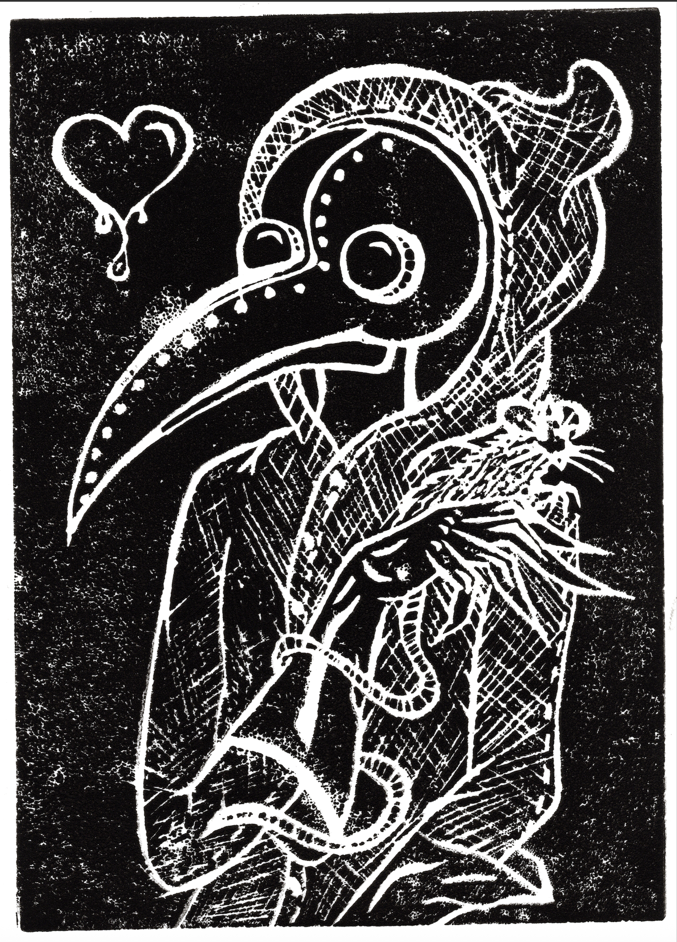 "Plague Valentine"
(Linocut Print)