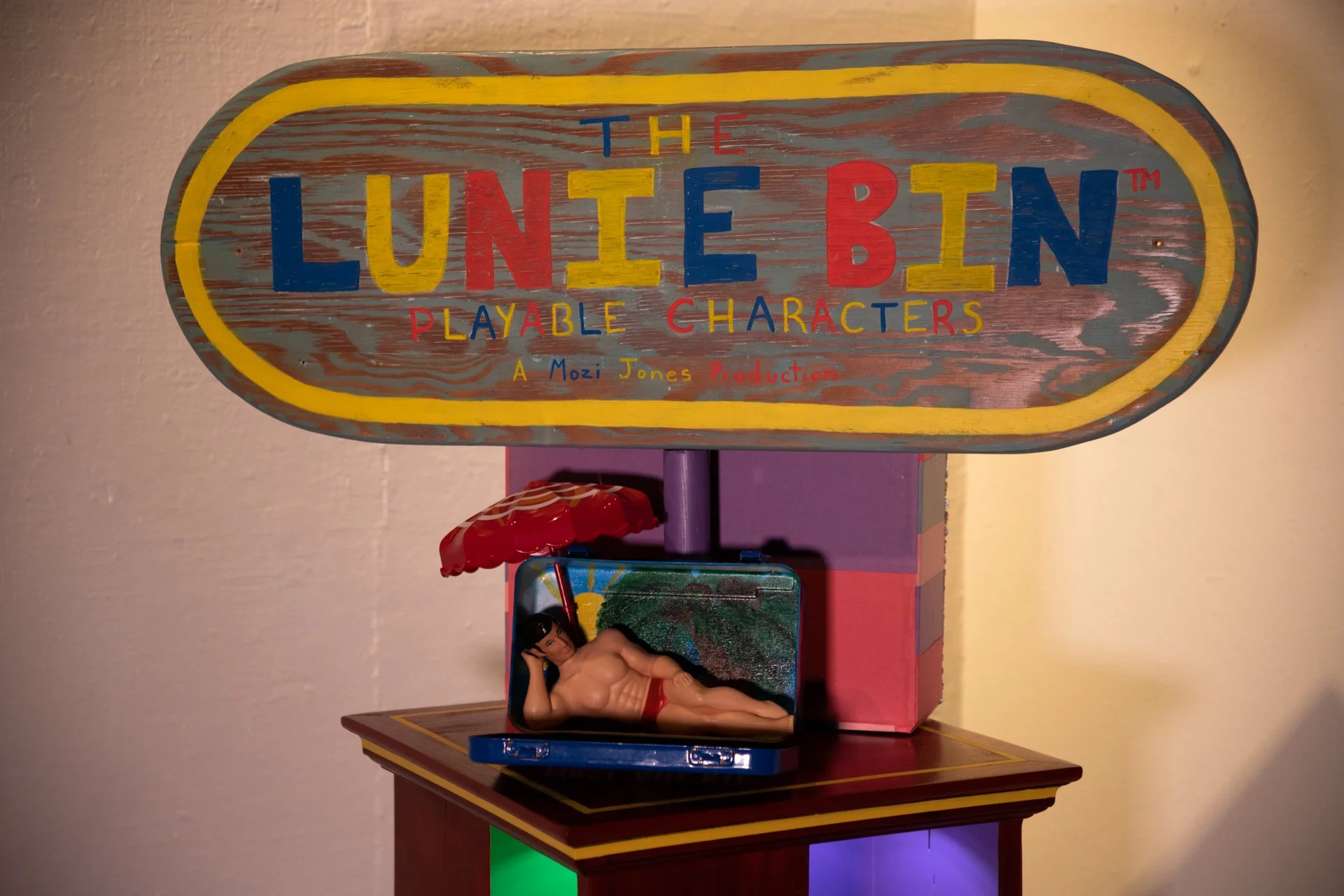 "The Pocket Lifeguard" from "The Lunie Bin Playable Characters"
(Found object assemblage)