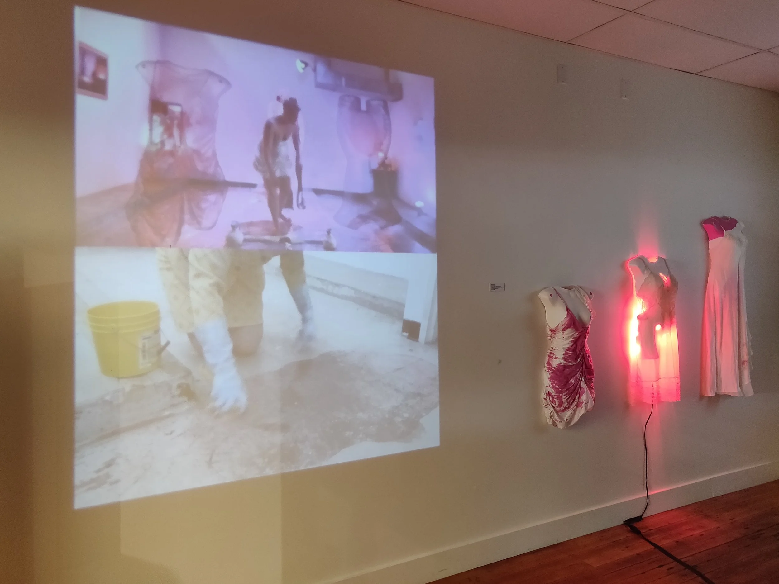 "The Fates" installation with video piece