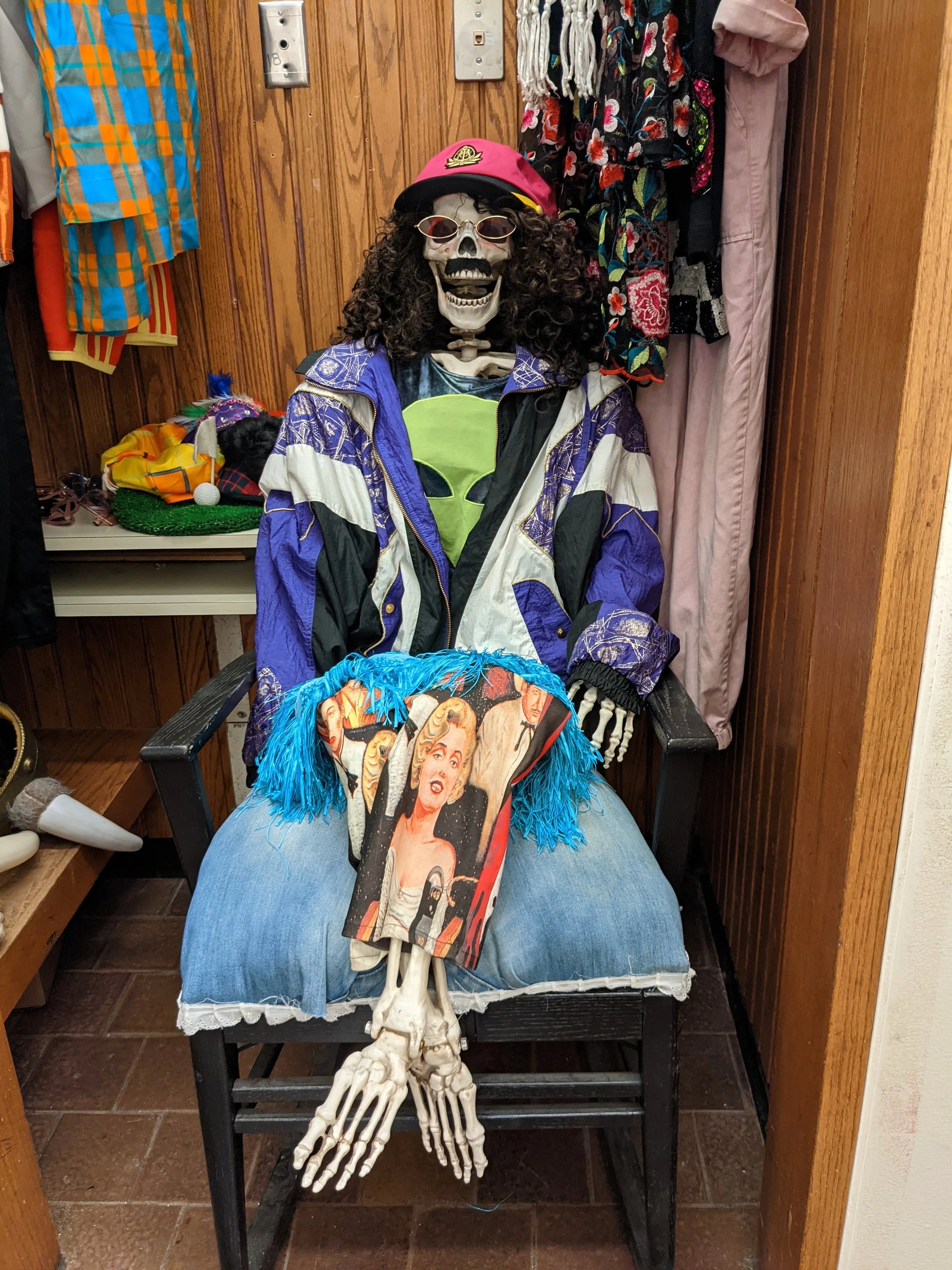 "Benson's Closet" - Interactive display. Passersby were invited to dress up Benson the skeleton in the Art building at WSU.