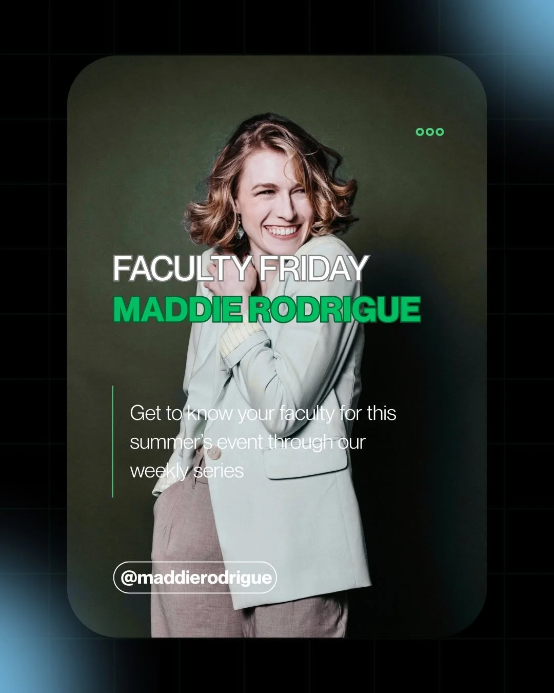 ⚡️FACULTY FRIDAY⚡️

Second, Maddie Rodrigue❕

✨Sign up for class with Kristen this Summer at our first ever KINETIC DANCE SUMMER INTENSIVE AUG 1-2ND ✨

🔗 LINK IN BIO