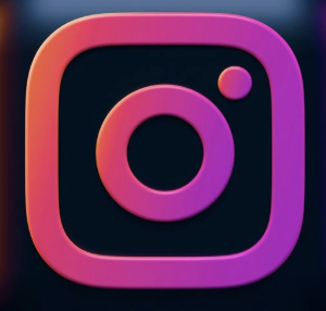 Instagram logo with a colorful gradient background.