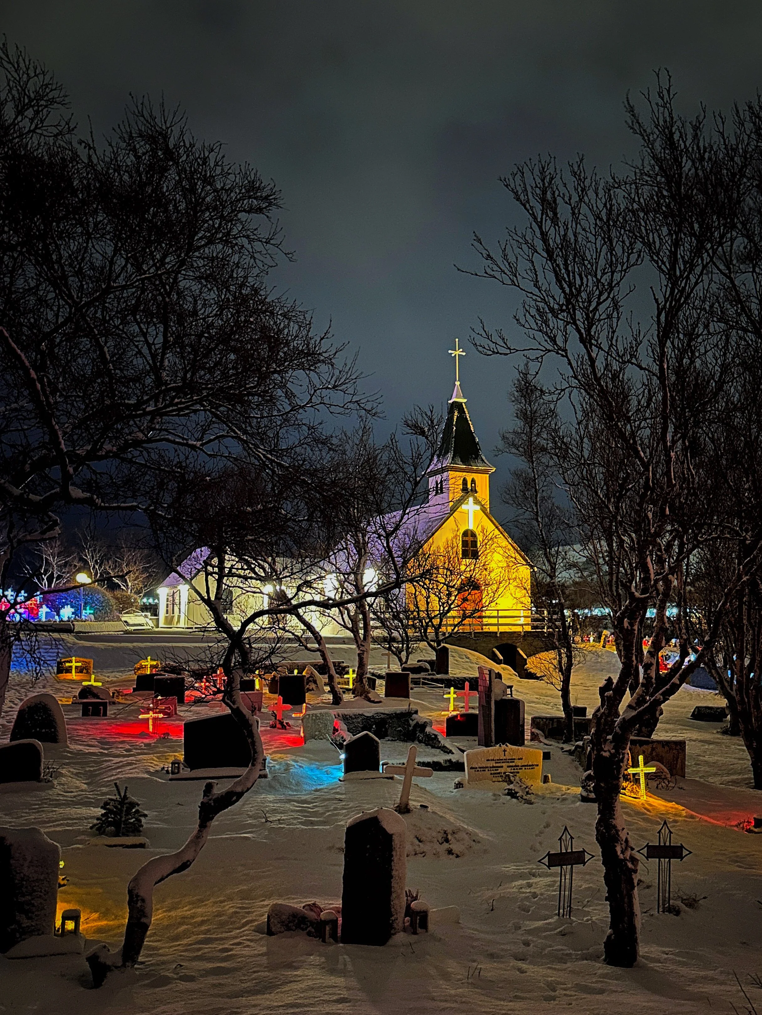 Christmas Light. Reykjavik Cemetery