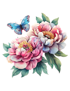 Custom Vibrant Flowers with Butterfly Graphic Tee