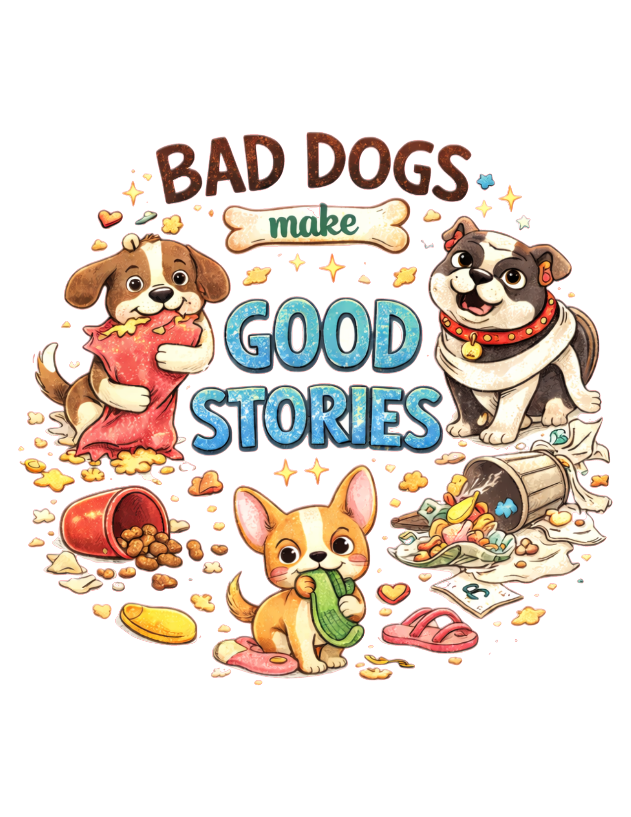 Custom 'Bad Dogs Make Good Stories' Graphic Tee